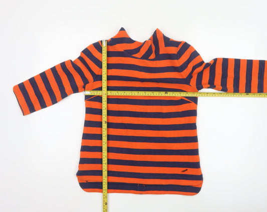 Boden Women Orange Navy Striped Cowl Neck Top Size 10
