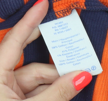 Boden Women Orange Navy Striped Cowl Neck Top Size 10