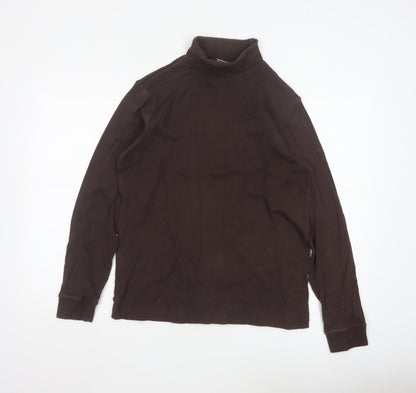 Cotton Traders Men's Brown Roll Neck Long Sleeve Cotton Top Size L