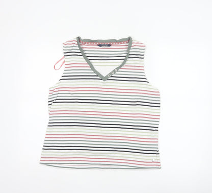 Maine New England Women's Multicoloured Striped V-Neck Cotton Tank Top Size 18