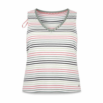 Maine New England Women's Multicoloured Striped V-Neck Cotton Tank Top Size 18