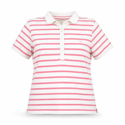 Crew Clothing Co. Women's Pink White Striped Polo Shirt Size 12