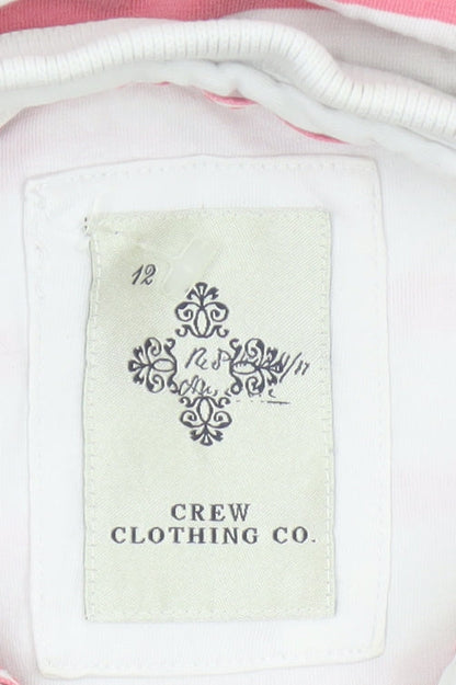 Crew Clothing Co. Women's Pink White Striped Polo Shirt Size 12