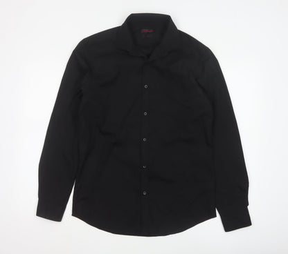 Red Herring Men's Black Slim Fit Long Sleeve Shirt 15in
