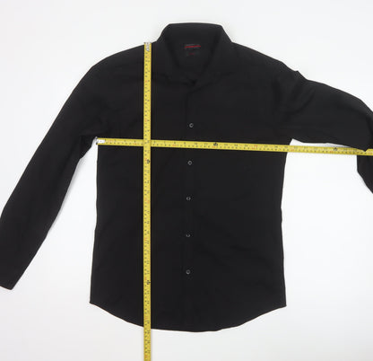 Red Herring Men's Black Slim Fit Long Sleeve Shirt 15in