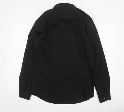 Red Herring Men's Black Slim Fit Long Sleeve Shirt 15in