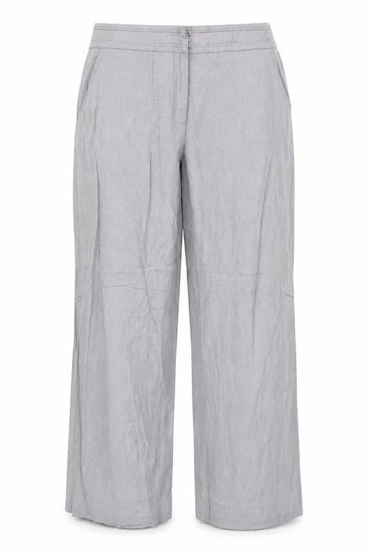 M&Co Women Grey Linen Viscose Wide-Leg Trousers Size M