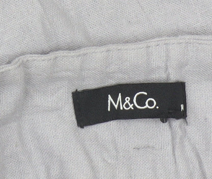M&Co Women Grey Linen Viscose Wide-Leg Trousers Size M