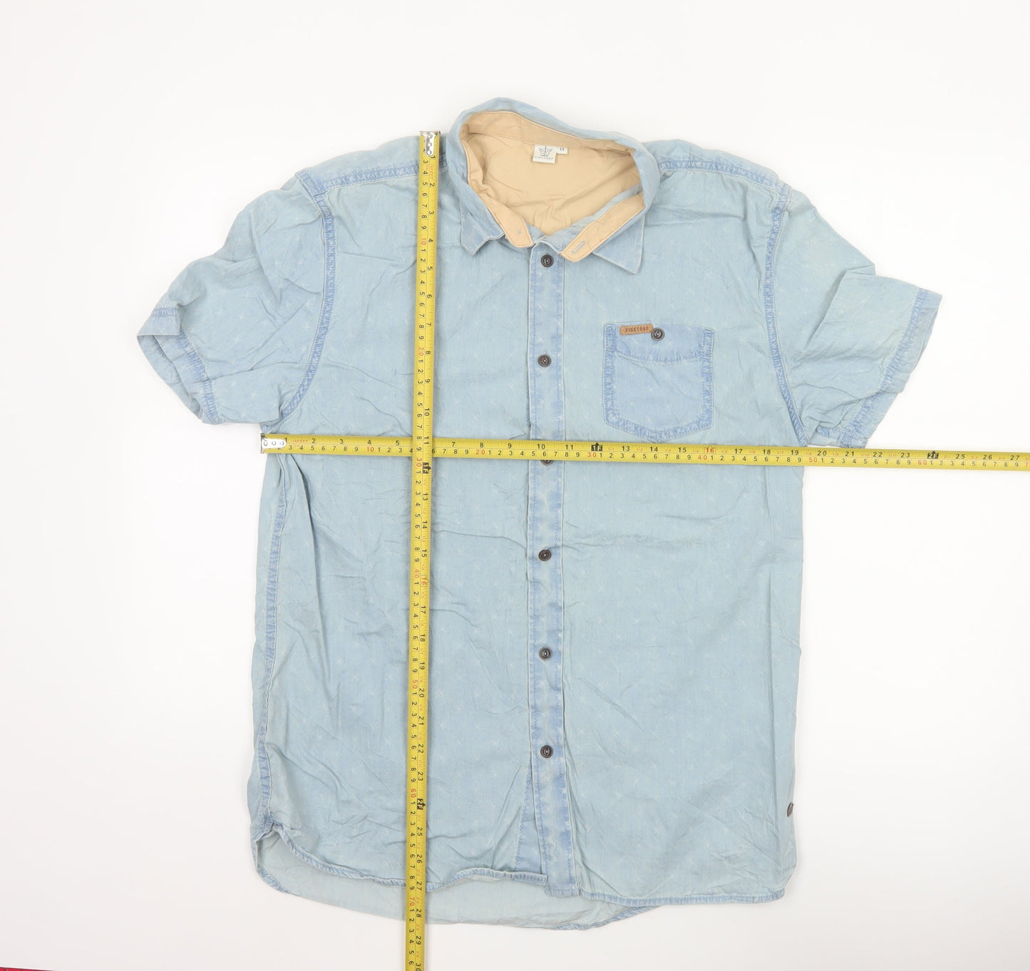 Firetrap Men's Blue Short Sleeve Denim Shirt Size M Casual