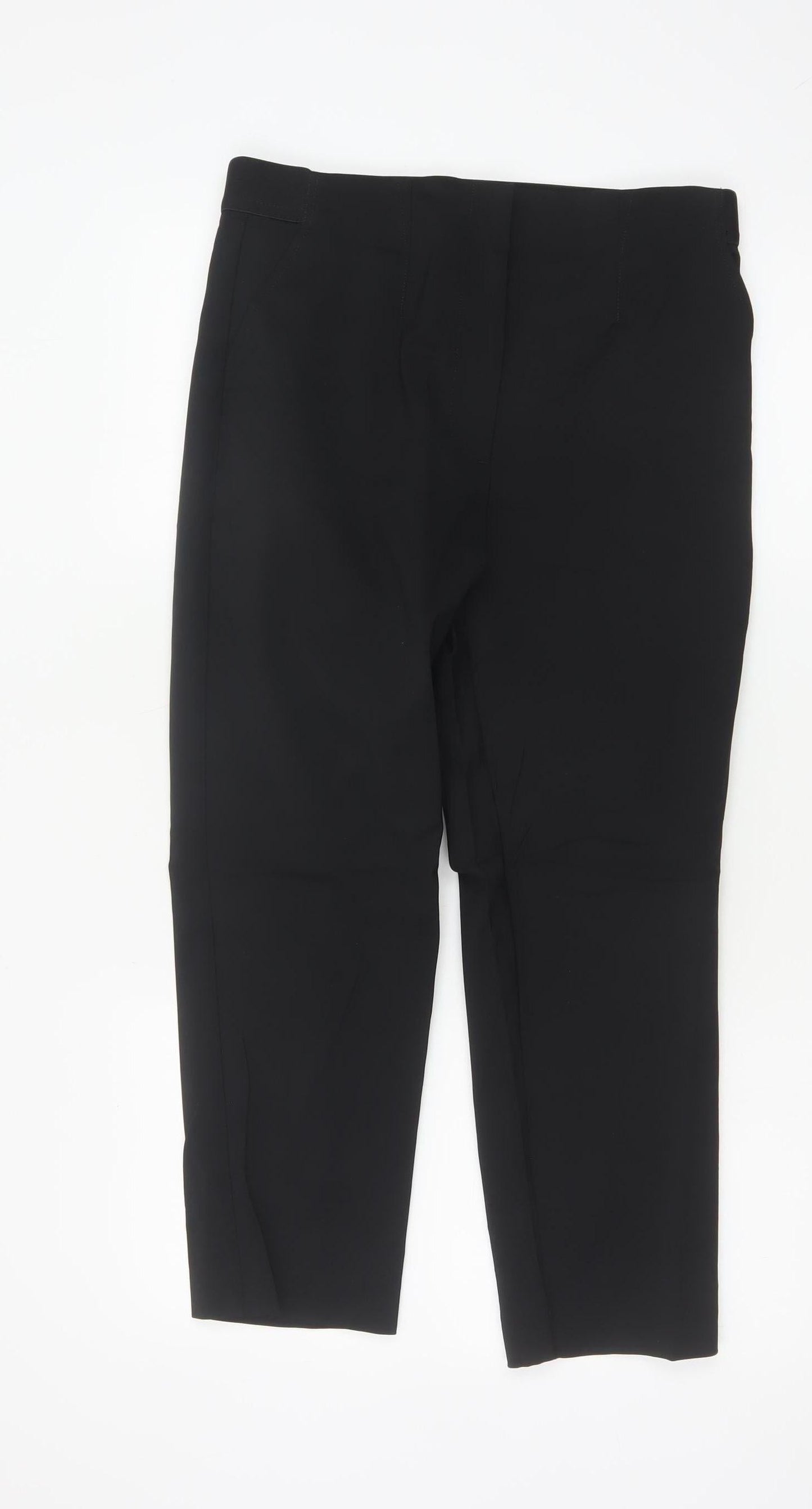 Marks and Spencer Women Black Size 12 Short Stretch Cotton Trousers