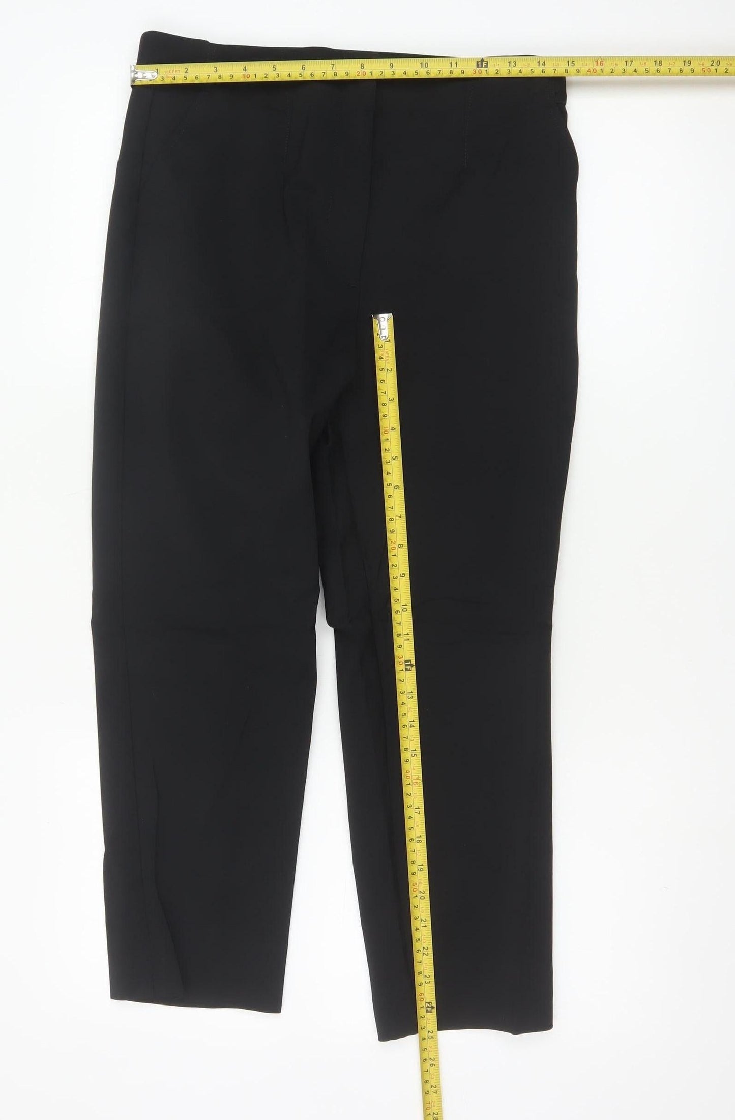 Marks and Spencer Women Black Size 12 Short Stretch Cotton Trousers