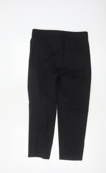 Marks and Spencer Women Black Size 12 Short Stretch Cotton Trousers