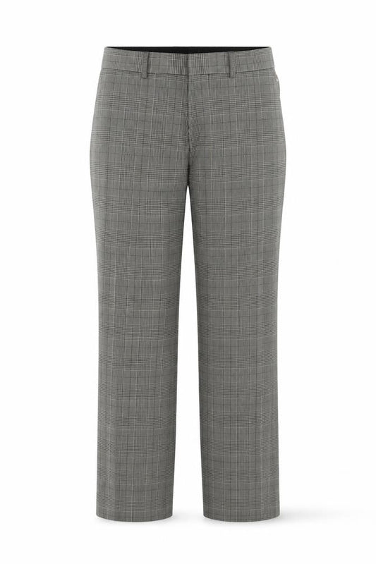 Front view of Topman unisex grey check trousers size 32s classic fit