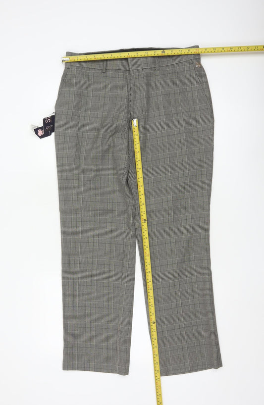 Topman Unisex Grey Check Trousers Size 32S Classic Fit
