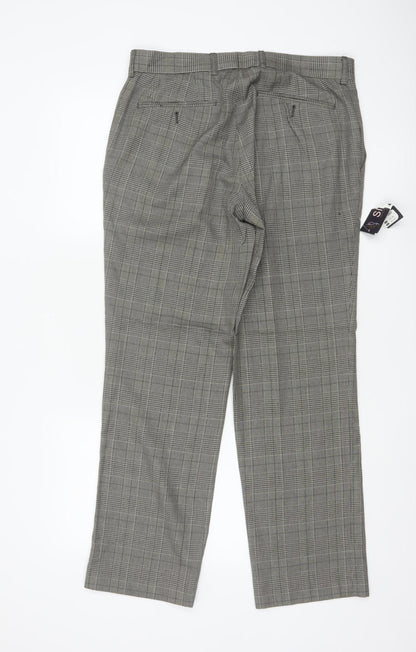 Topman Unisex Grey Check Trousers Size 32S Classic Fit