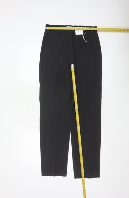 Marks and Spencer Womens Black Size 8 Regular Straight Linen Trousers