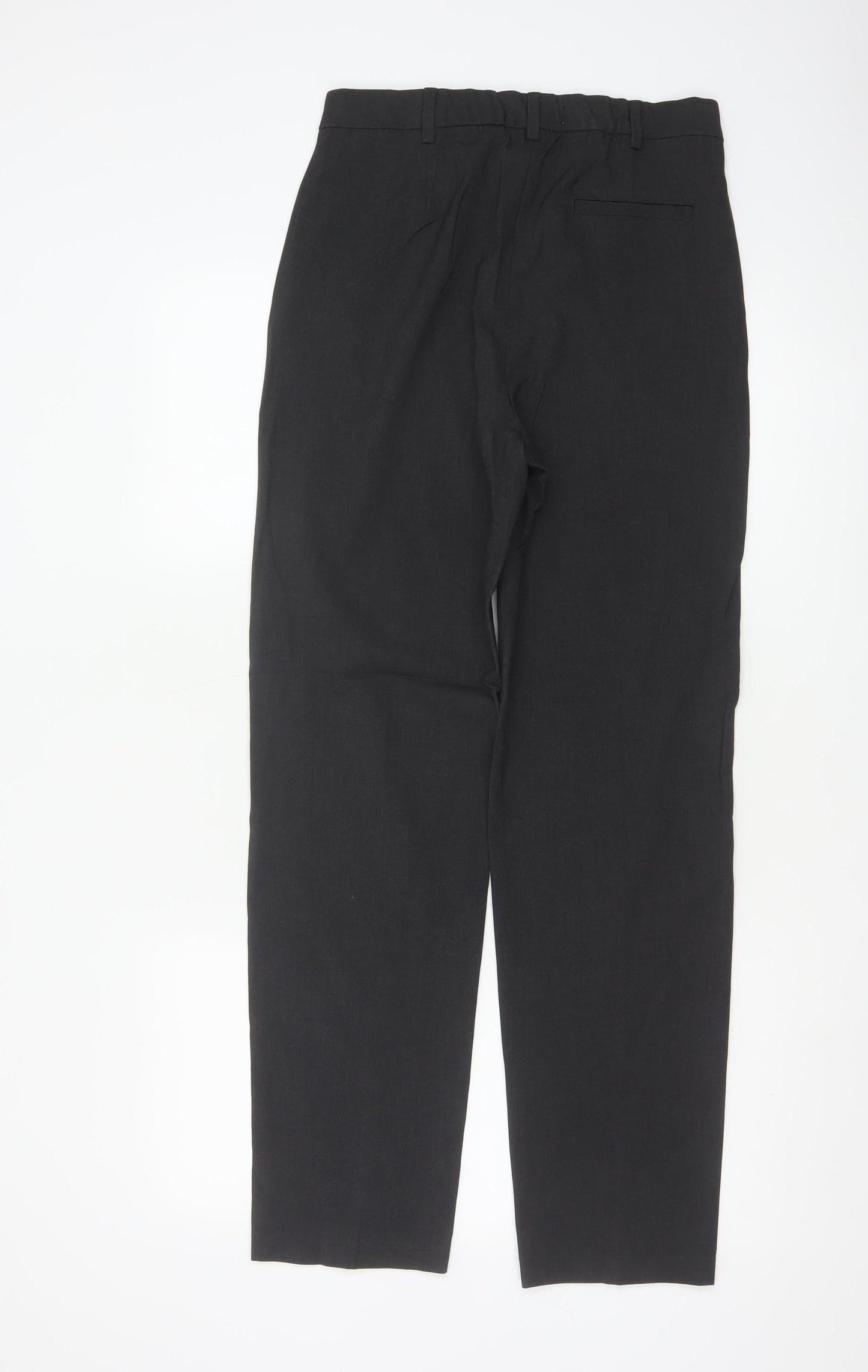 Marks and Spencer Womens Black Size 8 Regular Straight Linen Trousers