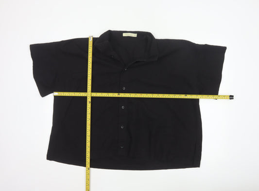 Bananeira Da Silva Womens Black Cotton Collared Button-Up Shirt M