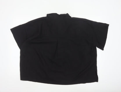 Bananeira Da Silva Womens Black Cotton Collared Button-Up Shirt M