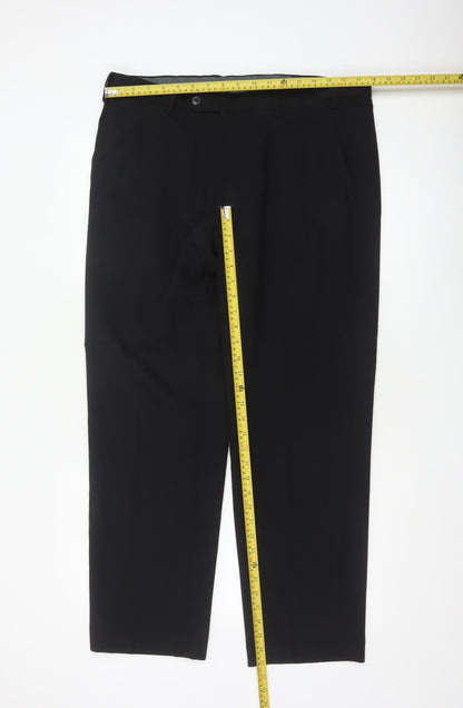 Marks and Spencer Men's Black Regular Fit Dress Trousers 36W 29L