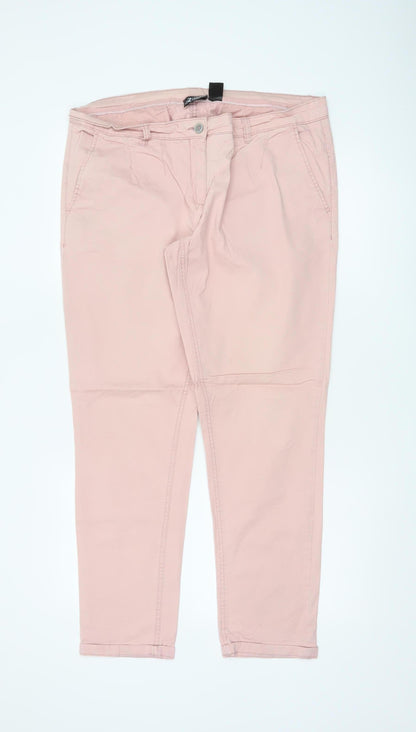 Up2Fashion Womens Pink Chino Trousers Size 16 Cotton Elastane Blend