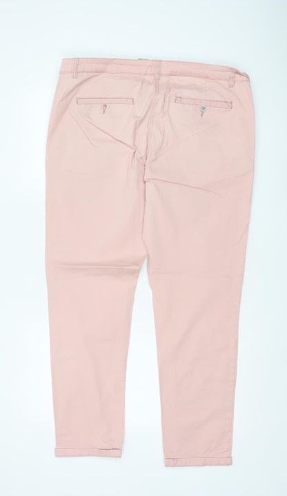 Up2Fashion Womens Pink Chino Trousers Size 16 Cotton Elastane Blend