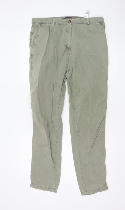 Marks and Spencer Women’s Green Chino Trousers Size 14 Tall