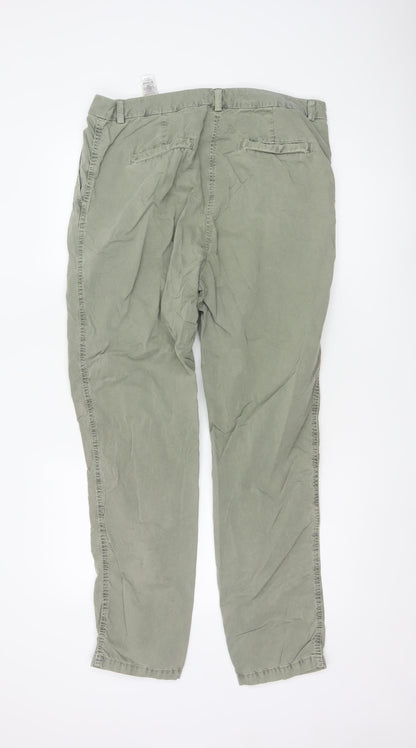 Marks and Spencer Women’s Green Chino Trousers Size 14 Tall