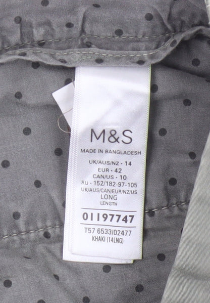 Marks and Spencer Women’s Green Chino Trousers Size 14 Tall