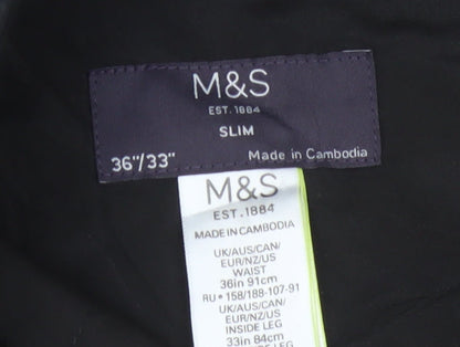 Marks and Spencer Men's Black Slim Fit Dress Trousers 36x33