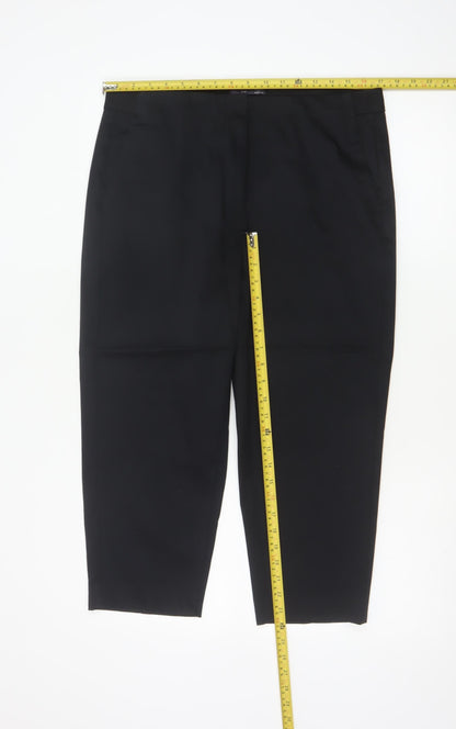 Marks and Spencer Womens Black Size 16 Cropped Cotton Blend Trousers