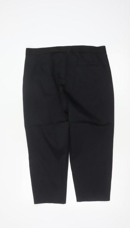 Marks and Spencer Womens Black Size 16 Cropped Cotton Blend Trousers