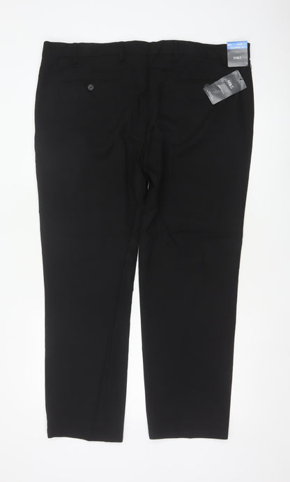 Marks and Spencer Men's Black Tailored Fit Trousers 40W 29L