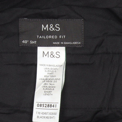 Marks and Spencer Men's Black Tailored Fit Trousers 40W 29L