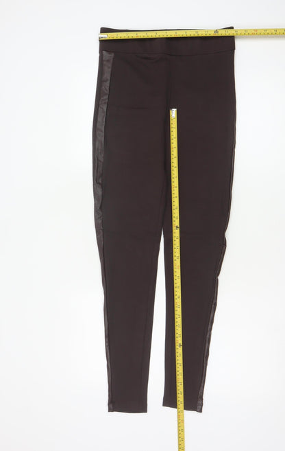 Marks and Spencer Women’s Brown Faux Leather Panel Leggings Size 10 Long