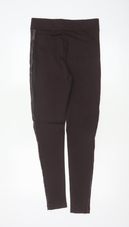 Marks and Spencer Women’s Brown Faux Leather Panel Leggings Size 10 Long