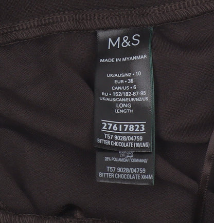 Marks and Spencer Women’s Brown Faux Leather Panel Leggings Size 10 Long
