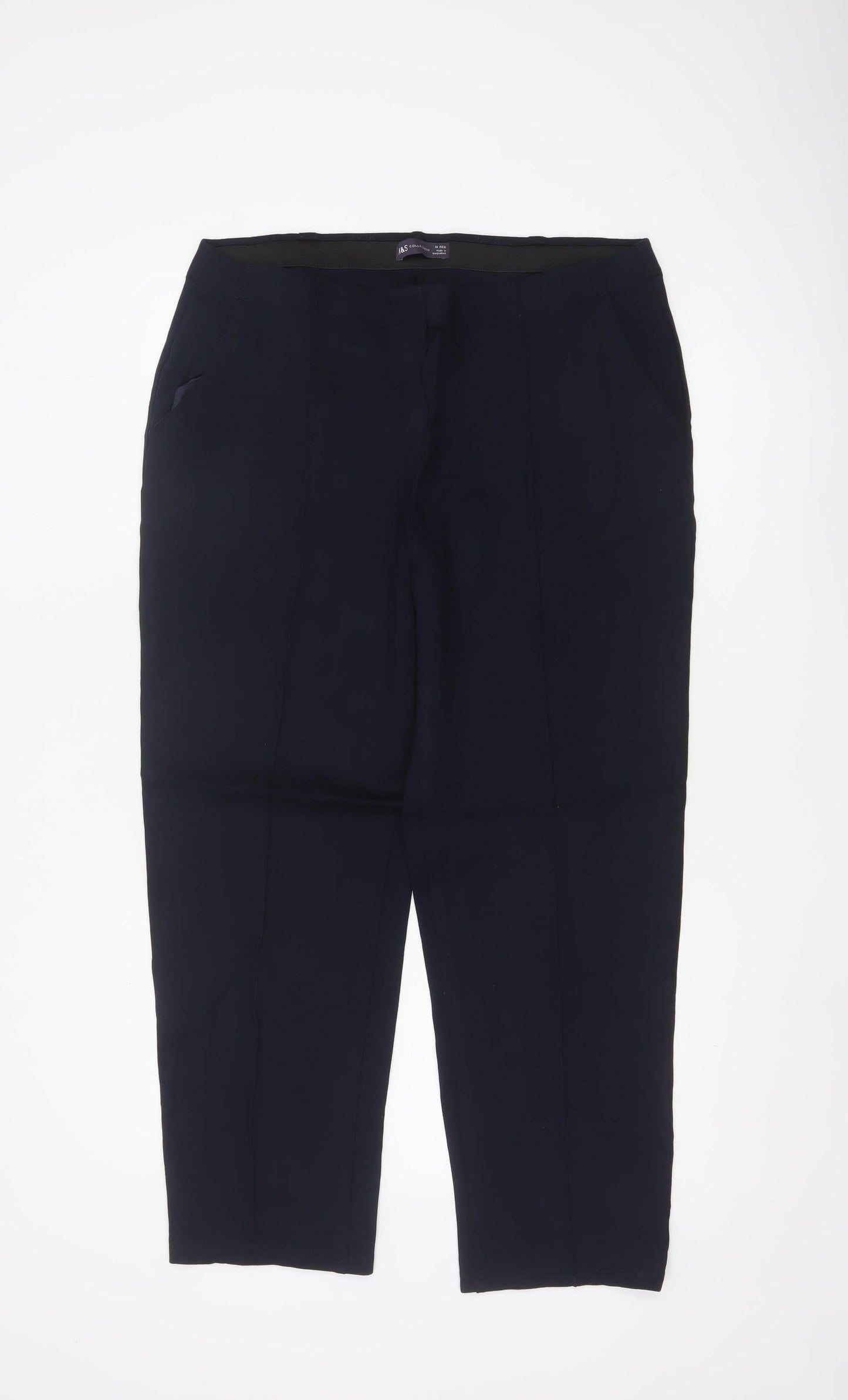 Marks and Spencer Women Dark Navy Trousers Size 18 Regular Viscose Blend