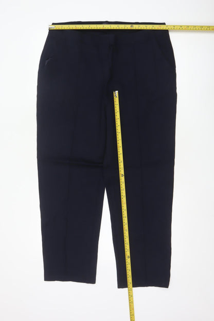 Marks and Spencer Women Dark Navy Trousers Size 18 Regular Viscose Blend