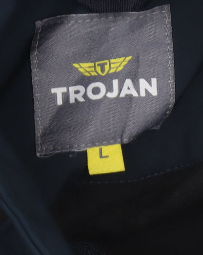 TROJAN Men's Blue Soft Shell Jacket L Water Resistant Outdoor