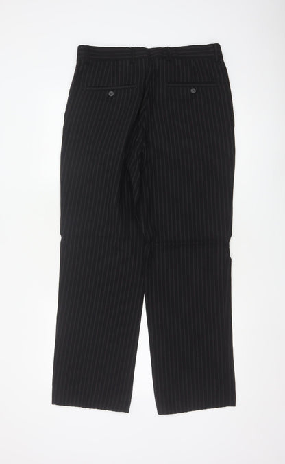 Jeff Banks Men's Black Pinstripe Wool Dress Pants 32in Waist