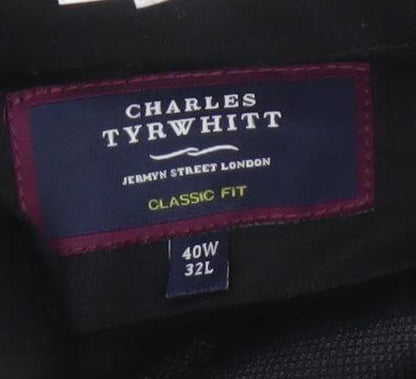 Charles Tyrwhitt Men's Black Wool Dress Pants 40W 32L Classic Fit