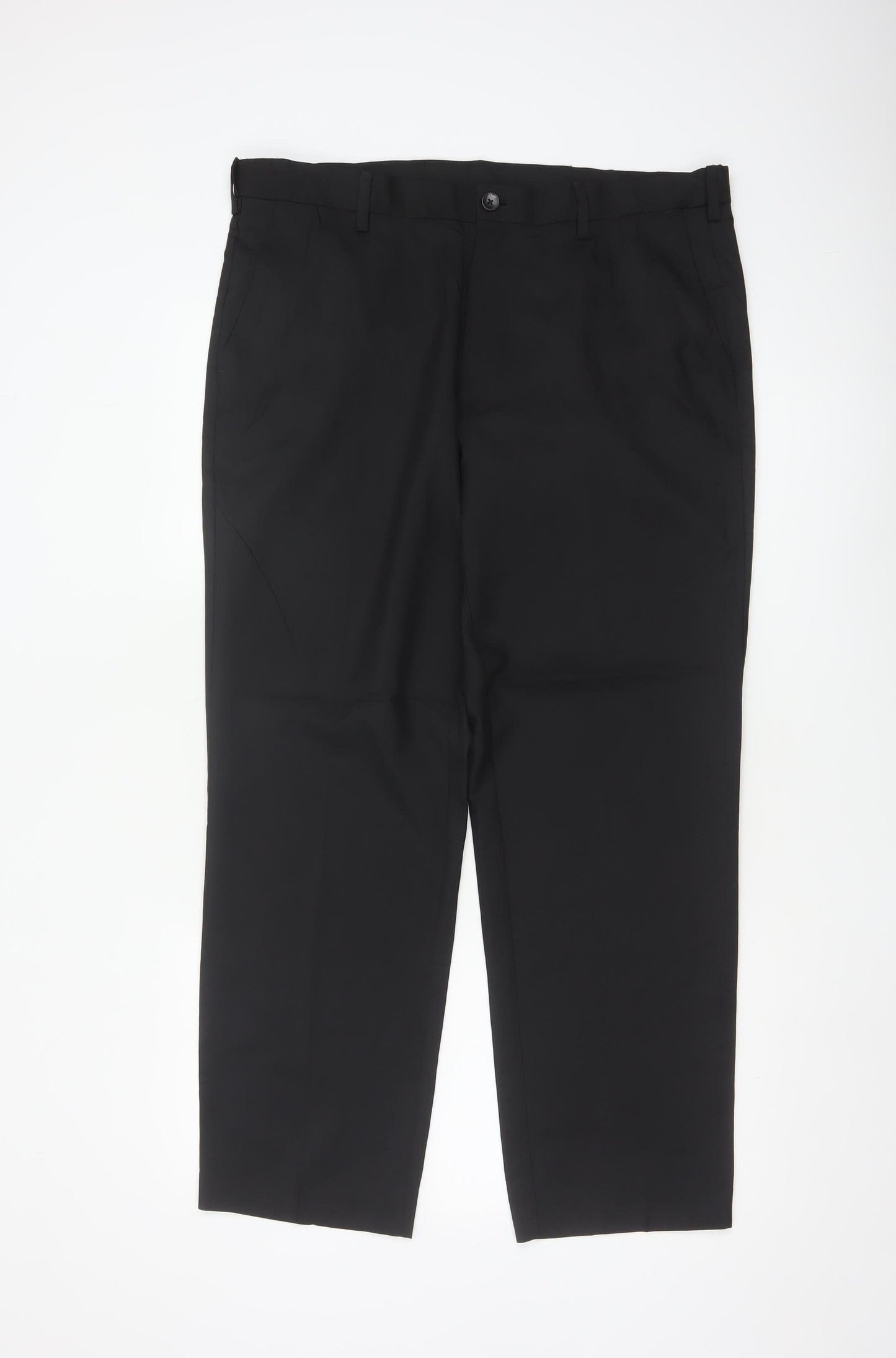 Marks and Spencer Men's Black Regular Fit Trousers 36in Waist 29in Leg