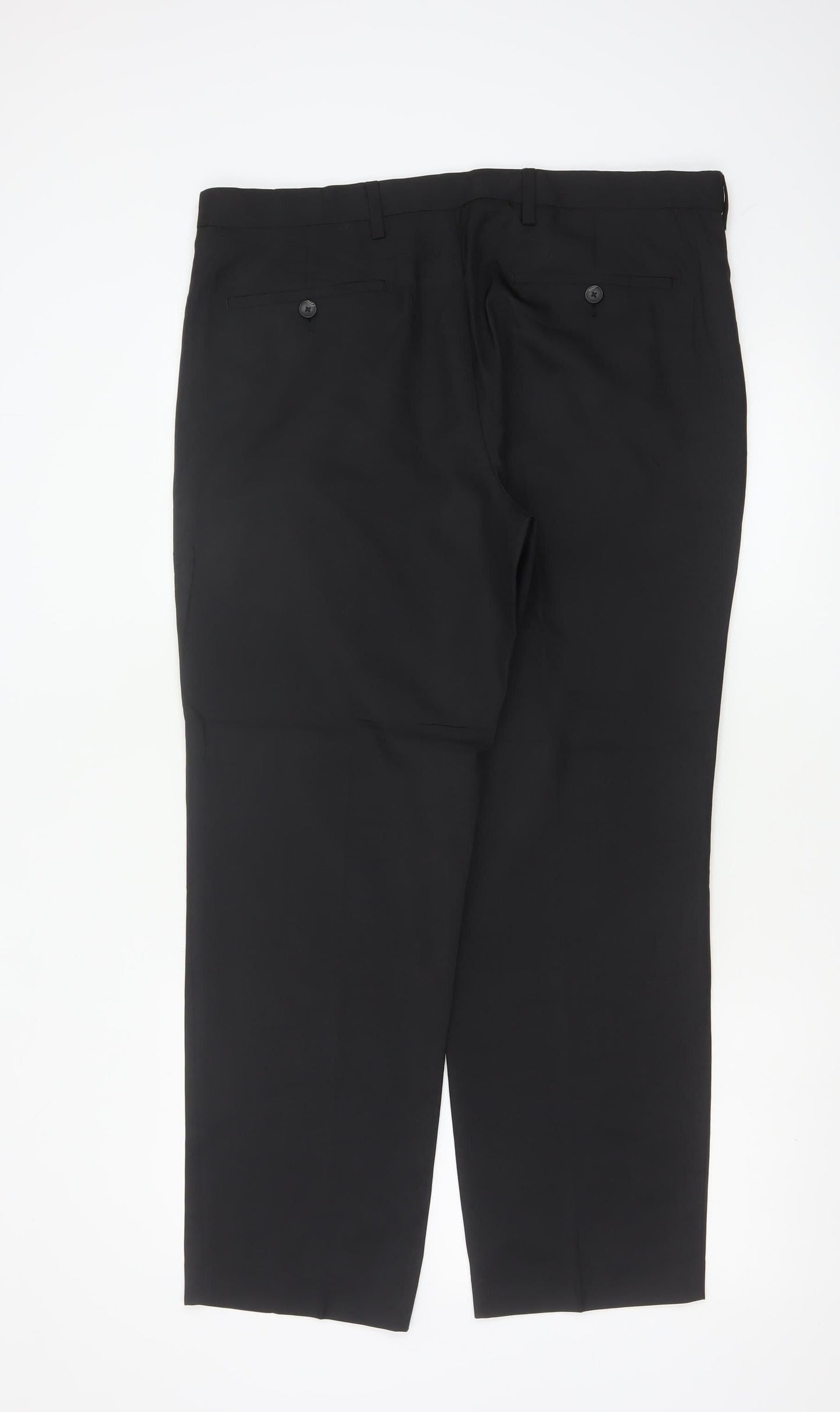 Marks and Spencer Men's Black Regular Fit Trousers 36in Waist 29in Leg