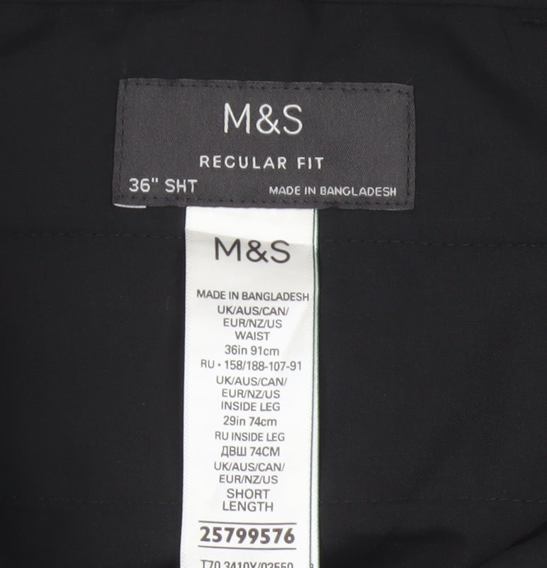 Marks and Spencer Men's Black Regular Fit Trousers 36in Waist 29in Leg
