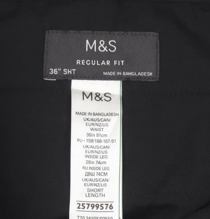 Marks and Spencer Men's Black Regular Fit Trousers 36in Waist 29in Leg