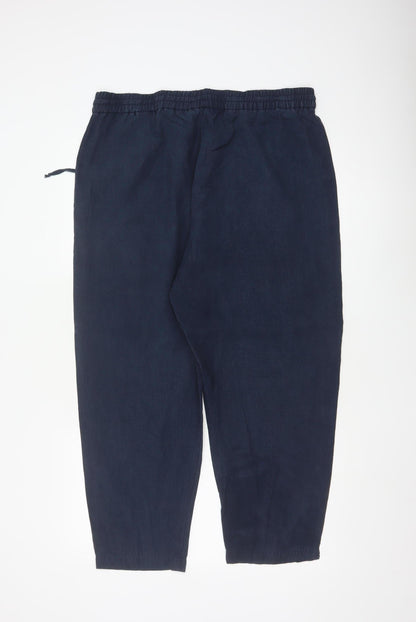 Marks and Spencer Women’s Navy Linen Blend Ankle Trousers Size 18 Short