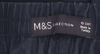 Marks and Spencer Women’s Navy Linen Blend Ankle Trousers Size 18 Short
