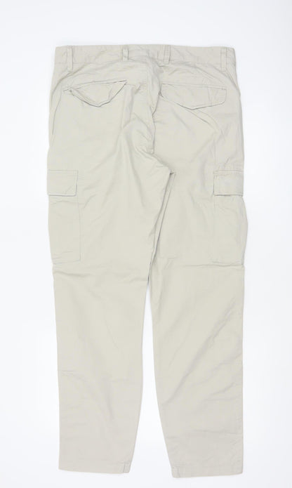 Marks and Spencer Men's Beige Cargo Trousers Size M 34x31 Cotton