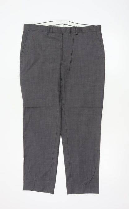 Marks and Spencer Autograph Men's Grey Wool Dress Pants 34W 29L Classic Fit